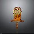 Tasty Orange Popsicle with Yellow Frosting and Pink Sprinkles on Decorative Wooden Stick