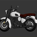 Classic White Motorcycle with Red Leather Seat and Vintage Design Elements