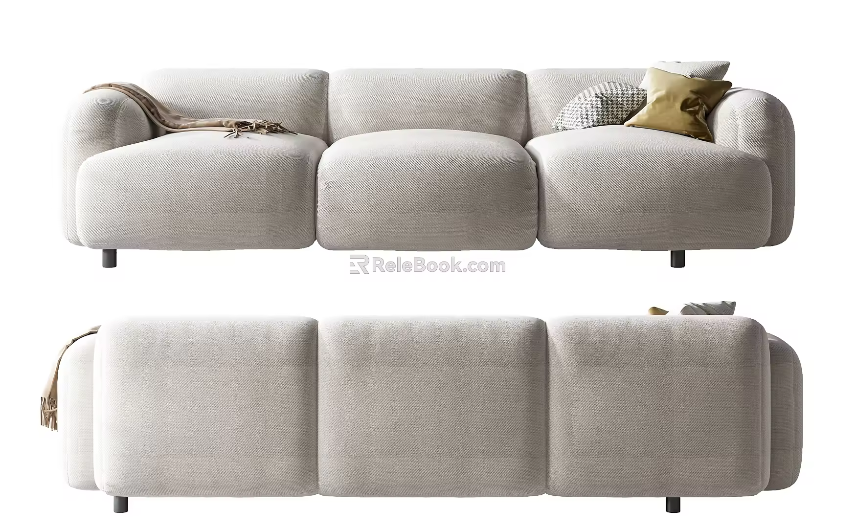 Modern three-seat sofa multiplayer sofa 3d model