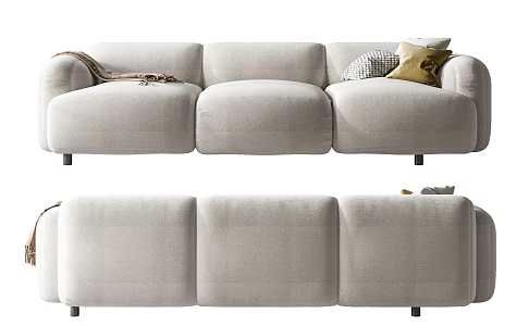 Modern three-seat sofa multiplayer sofa 3d model