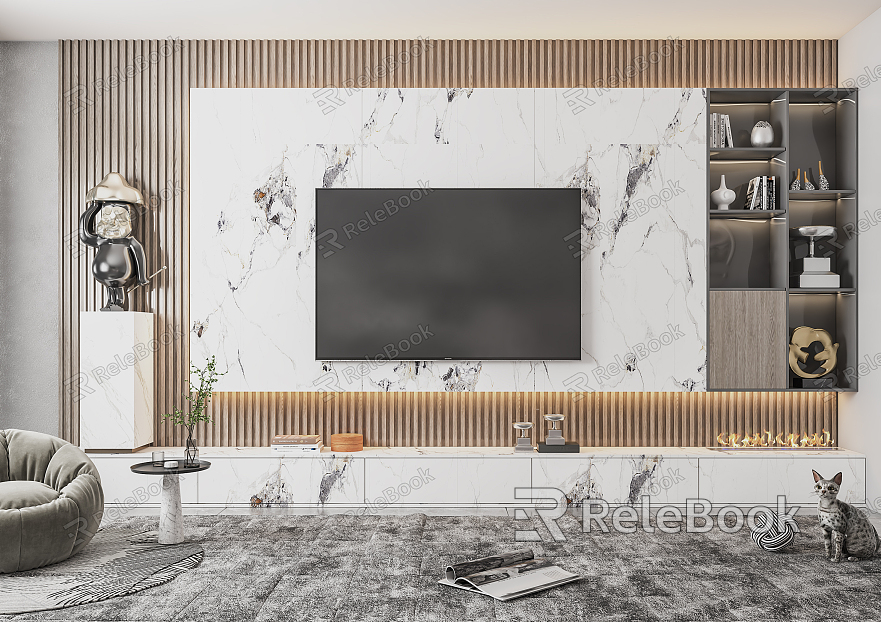 Modern TV background wall model