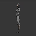 Female Form Robot Character With Mechanical Structure And Silver Gray Standing Pose 3d model