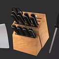 Essential Kitchen Tools Wooden Knife Block With Multiple Knives Cleaver And Sharpening Steel