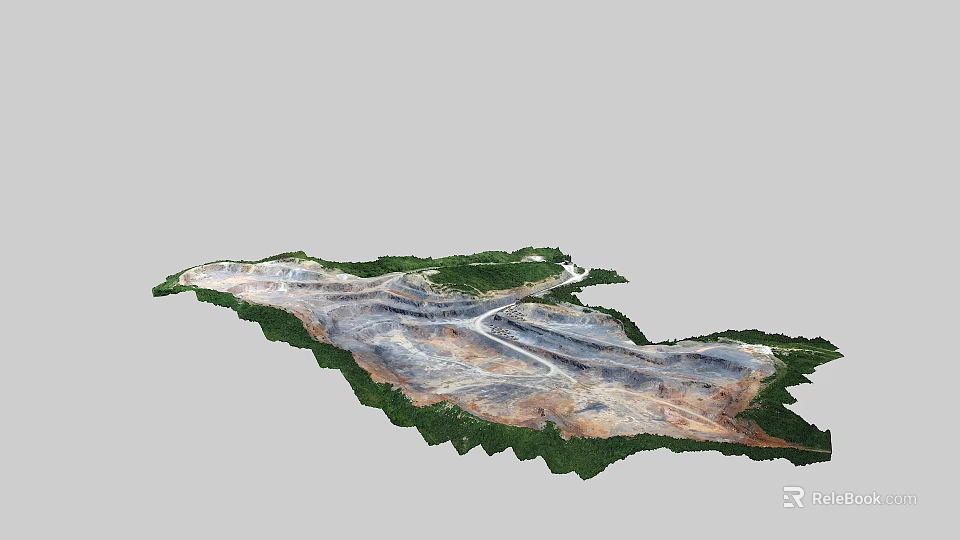 Aerial Planning View Of Regional Terrain With Natural Vegetation And Land Zones 3d model 