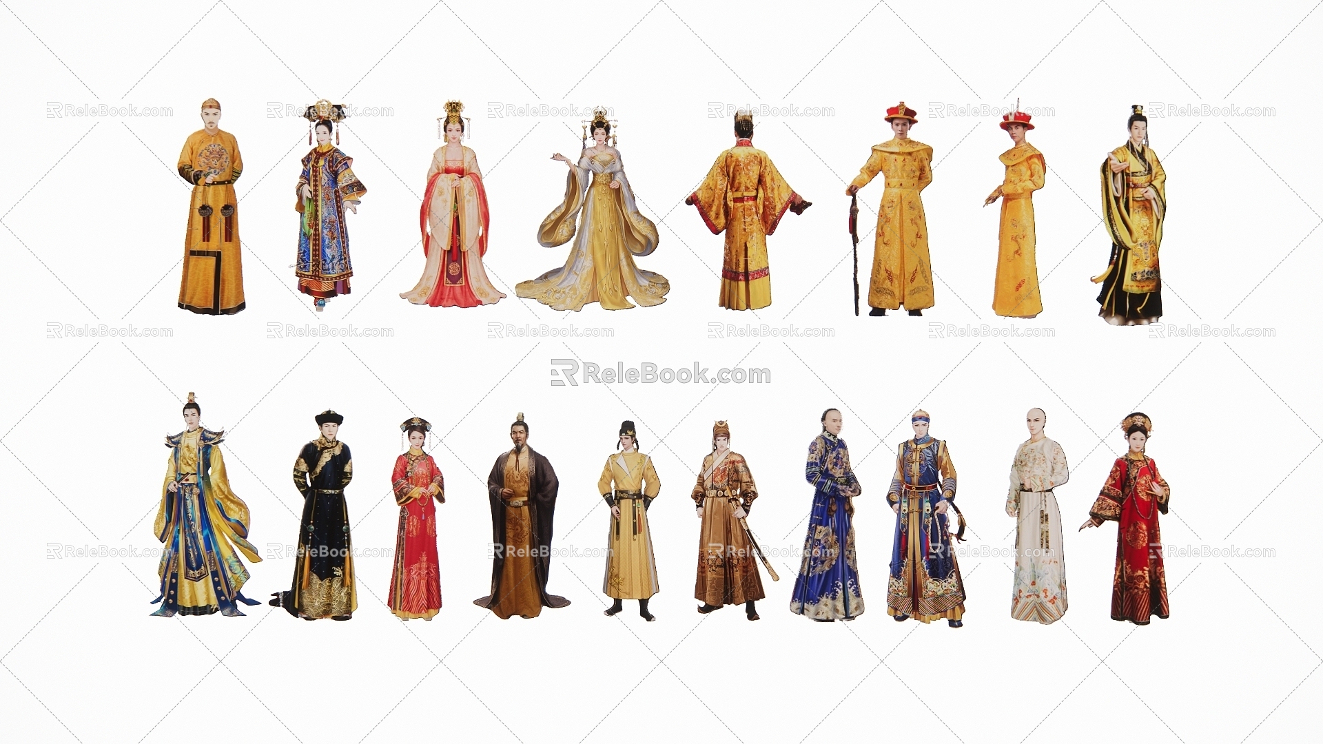 2D Palace Costume Figure The Emperor Queen Costume model