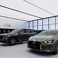 Modern Car Showroom Featuring Luxury SUV And Sports Sedan With Bright Interior And Large Windows