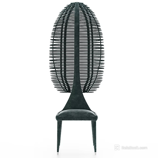 Elegant Modern Single Chair With Woven Backrest And Upholstered Seat Design 3d model 