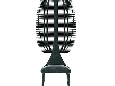 Elegant Modern Single Chair With Woven Backrest And Upholstered Seat Design 3d model
