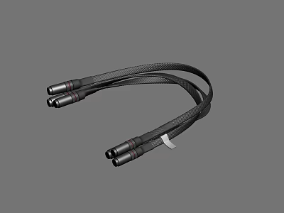 Black Braided Cable With Dual Metal Connectors For Audio Devices 3d model