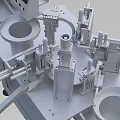 Stainless Steel Industrial Equipment Featuring LCD Screens And Cylindrical Hoppers On Metal Workbenches