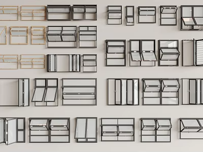 Various Different Types Of Modern Window Frame And Glass Panel Designs 3d model