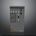 Grey Industrial Control Panel Featuring Gauges Display Screens Control Buttons Connection Ports And Warning Labels