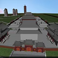 Ancient Architecture Site Featuring Traditional Towers Historic Buildings Ponds And Green Grassland