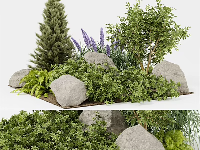 Modern plant landscape stone 3d model
