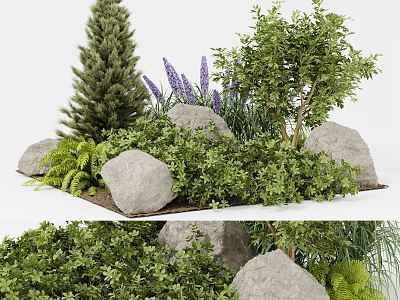 Modern plant landscape stone 3d model