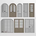 Various Double Door Styles With Glass Panels And Arched Designs For Home Interior 3d model