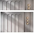 Luxurious Modern Background Wall With Metallic Stripes And Golden Circular Accents