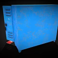 Blue Lockers With Open Doors Mirror Plates Backpack Red Card And White Paper