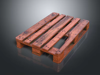 Rustic Wooden Pallet Structure With Solid Wood Slats And Sturdy Base Design 3d model