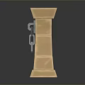 Decorative Stone Brick Fireplace With Arched Opening Two Candles And Metal Hinges