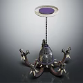 Artistic Metal Chandelier With Purple Shade Chain Hanging And Claw Decorations