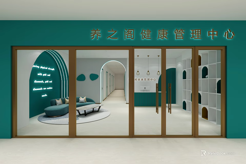 Modern Beauty Hair Salon Interior Design At Yangzhi Pavilion Health Center 3d model 