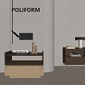 Poliform Modern Bedside Tables With Lamp Books And Decorative Items 3d model
