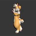 Cute Anthropomorphic Animal Character With Yellow White Fur Pink Ears And Waving Paw