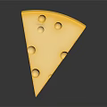 Yellow Cheese Wedge With Holes On Black Background And Reflection 3d model