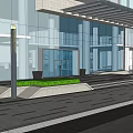 Modern Urban Landscape With Tall Glass Buildings Streets And Pedestrian Plaza