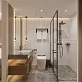 Modern Hotel Guest Room With Twin Beds Flat Screen TV Decorative Carpet And Wooden Accents