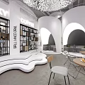 Lucky Coffee Cafe Modern Interior With Bookshelves Round Wooden Tables Chairs And White Pendant Lights