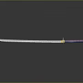 Traditional Samurai Sword With Shiny Metal Blade And Decorative Handle On Dark Background