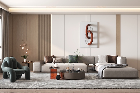 Modern Living Room Living Room Sofa Wall 3d model