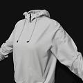 White Hooded Jacket With Drawstring And Strap Details On Sleeves In Minimalist Style