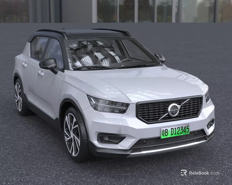 White Volvo SUV With Black Roof And Sporty Wheels New Energy Design 3d model 