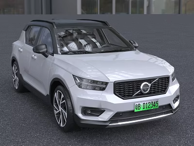 White Volvo SUV With Black Roof And Sporty Wheels New Energy Design 3d model