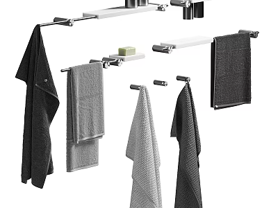 Modern Bathroom Cabinet Rack With Hanging Towels Towel Bars And Soap Dish 3d model