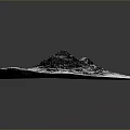 Black and White Mountainous Landscape With Hollow Area And Textured Contrast