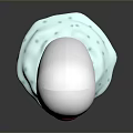 Cute Round White Long Game Movie Character With Pink Mouth And Light Blue Base