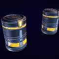 Two Black And Yellow Industrial Equipment Barrels For Industrial Storage Use
