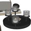 Modern Candle Holder Design With Black Metal Tray Glass Shades And White Candles