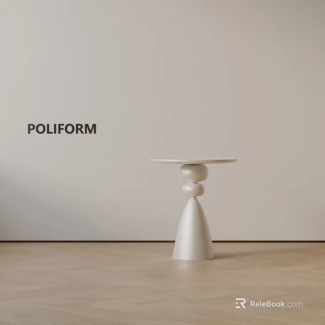 POLIFORM Modern Minimalist Side Table with Round Top Unique Stacked Base and Sleek White Design 3d model