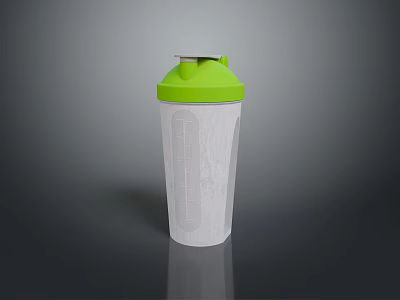 Transparent Shaker Bottle With Green Lid For Daily Fitness And Hydration 3d model