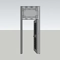 Silver Stainless Steel Security Door With Grid Pattern And Round Handle In Modern Design 3d model