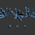 Vibrant Blue Crystalline Branch Formations With Forked Shapes And Dark Reflective Surfaces
