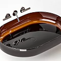 Elegant Modern Oval Glossy Brown Black Bathroom Washbasin With Faucet Controls