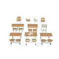 Various Wooden Desk And Chair Combinations For Study Or Office Use