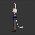 Detailed Rabbit 3D Character Model With White Face Long Ears Blue Jacket Brown Pants