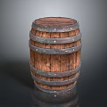 Household Wooden Barrel with Metal Hoops and Rustic Design for Home Decor